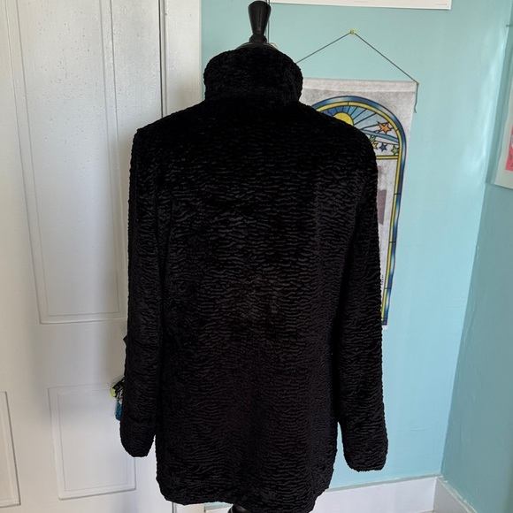Retro 1950s Black Textured Coat L - Picture 3 of 8